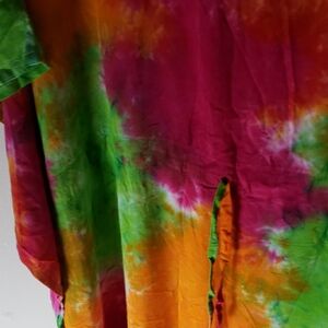 Hand Crafted Tie-Dye Maxi Dress - Red, Green, Orange